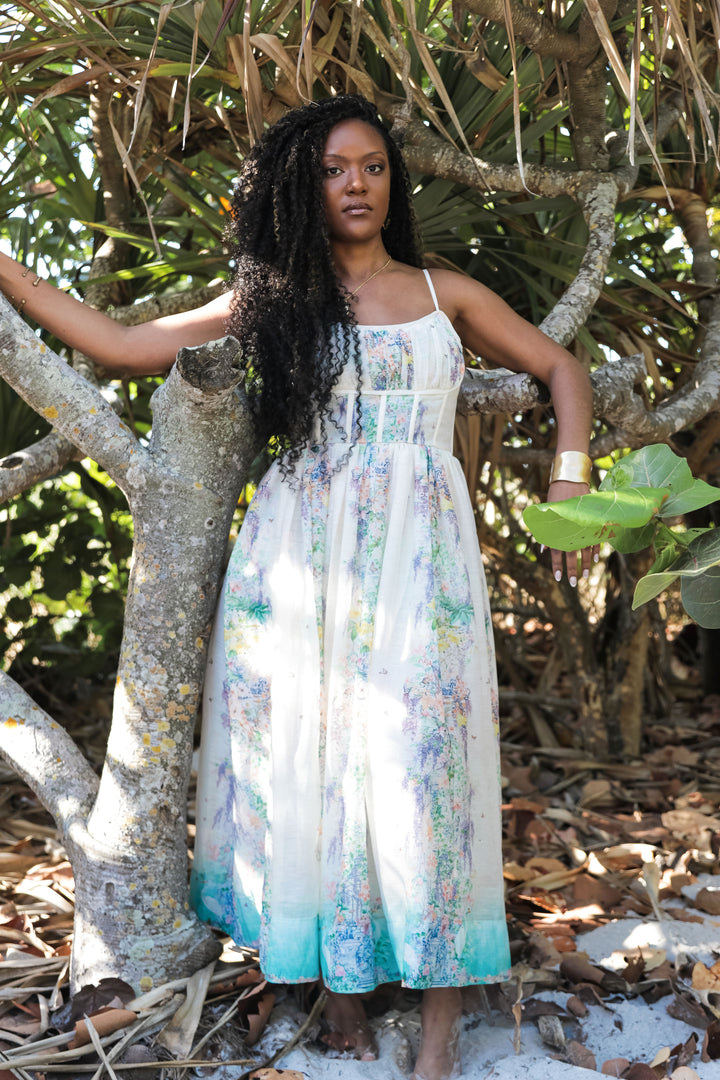 YOMI + CALENDULA – Botanical Corset Maxi Dress