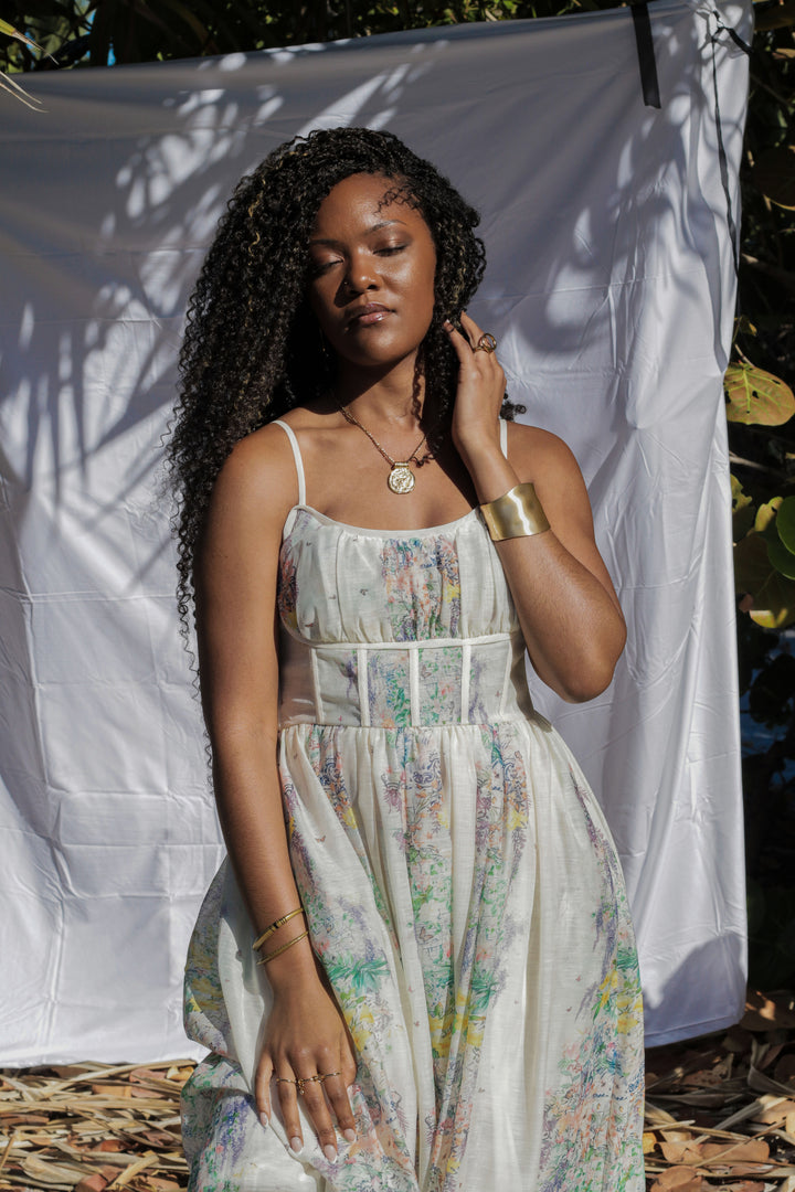 YOMI + CALENDULA – Botanical Corset Maxi Dress