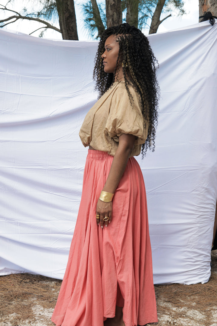 Yomi + Calendula Hand-Dyed Italian Cotton Maxi Skirt