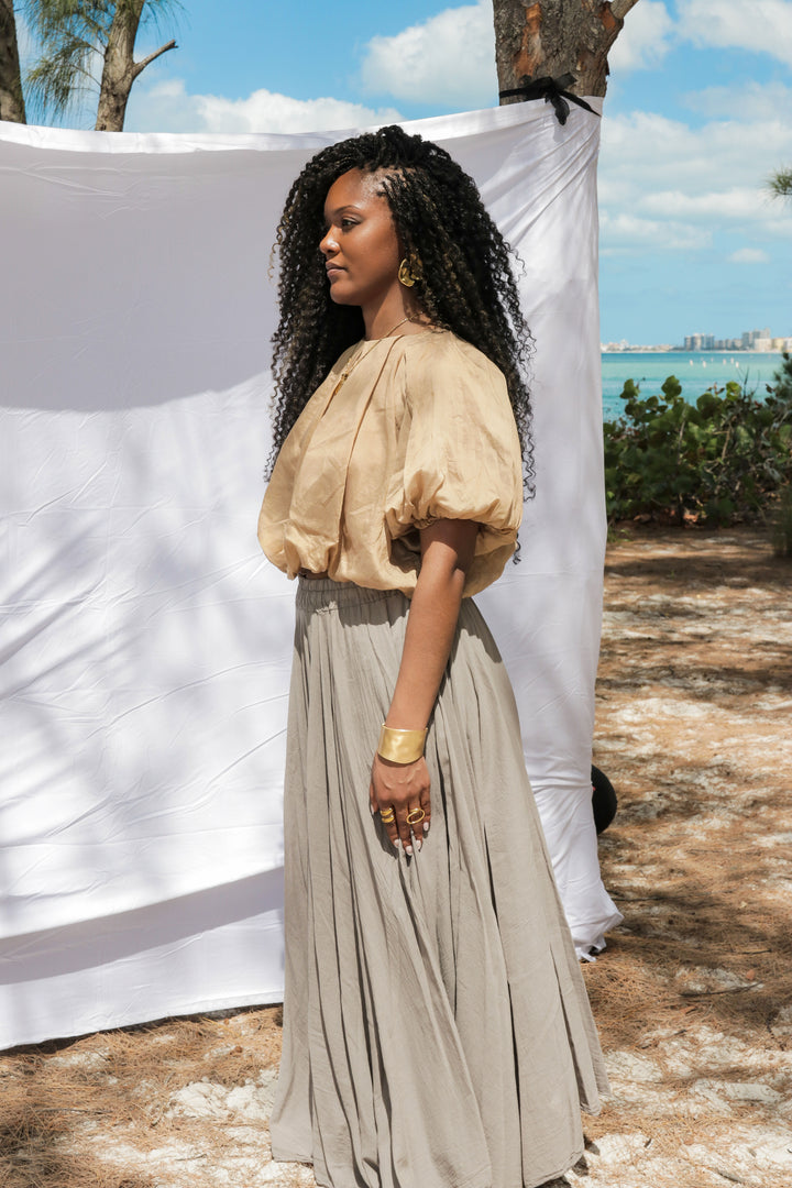 Yomi + Calendula Hand-Dyed Italian Cotton Maxi Skirt