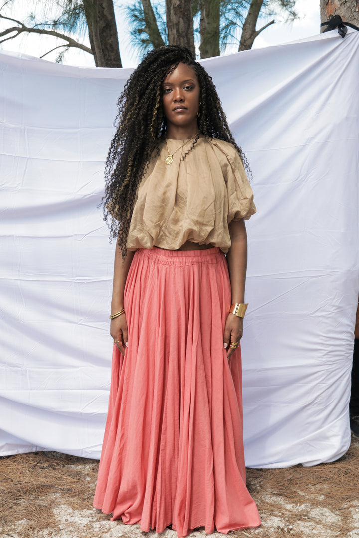 Yomi + Calendula Hand-Dyed Italian Cotton Maxi Skirt