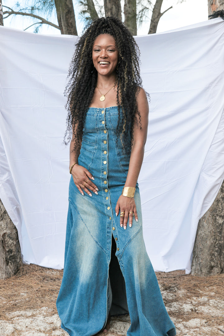 The YOMI + CALENDULA  Denim Button Dress