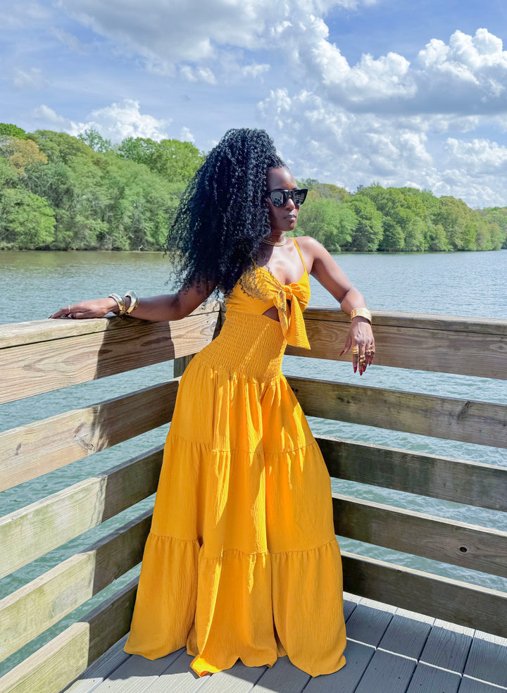 Yomi + Calendula Marigold Tiered Culotte Jumpsuit