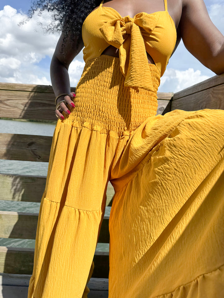 Yomi + Calendula Marigold Tiered Culotte Jumpsuit